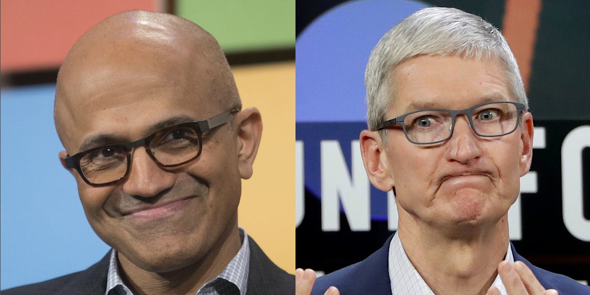 Microsoft n'est qu'à 100 milliards de dollars de ravir à Apple la couronne d'entreprise la plus valorisée des États-Unis.