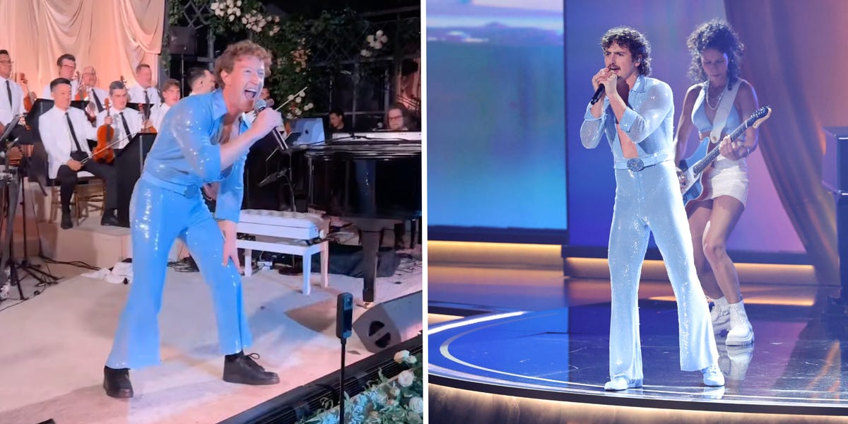 Mark Zuckerberg a copié le look de Grammys de Benson Boone, jusqu'à la combinaison bleu brillant